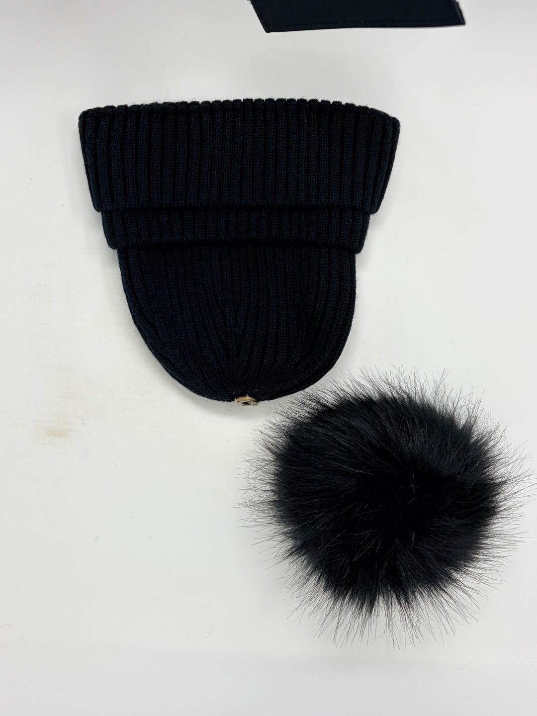 Double Cuff Beanie with Detachable Pom