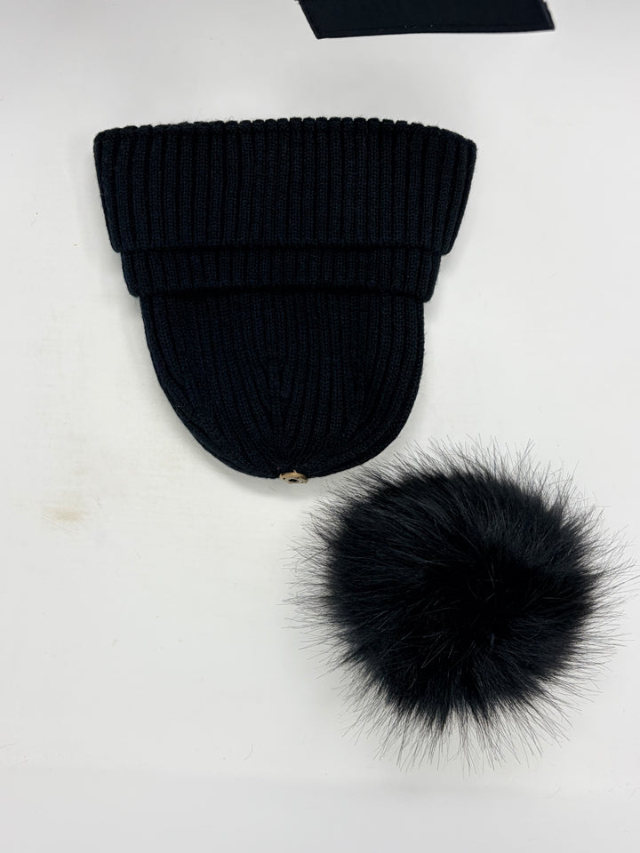 Double Cuff Beanie with Detachable Pom