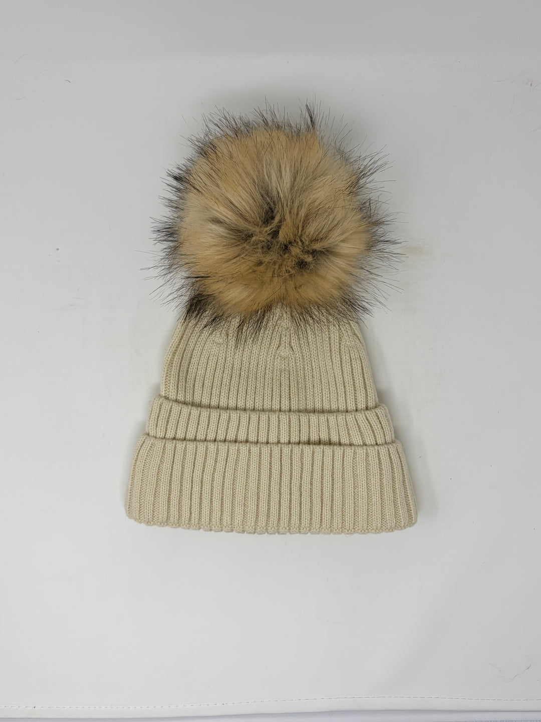 Double Cuff Beanie with Detachable Pom