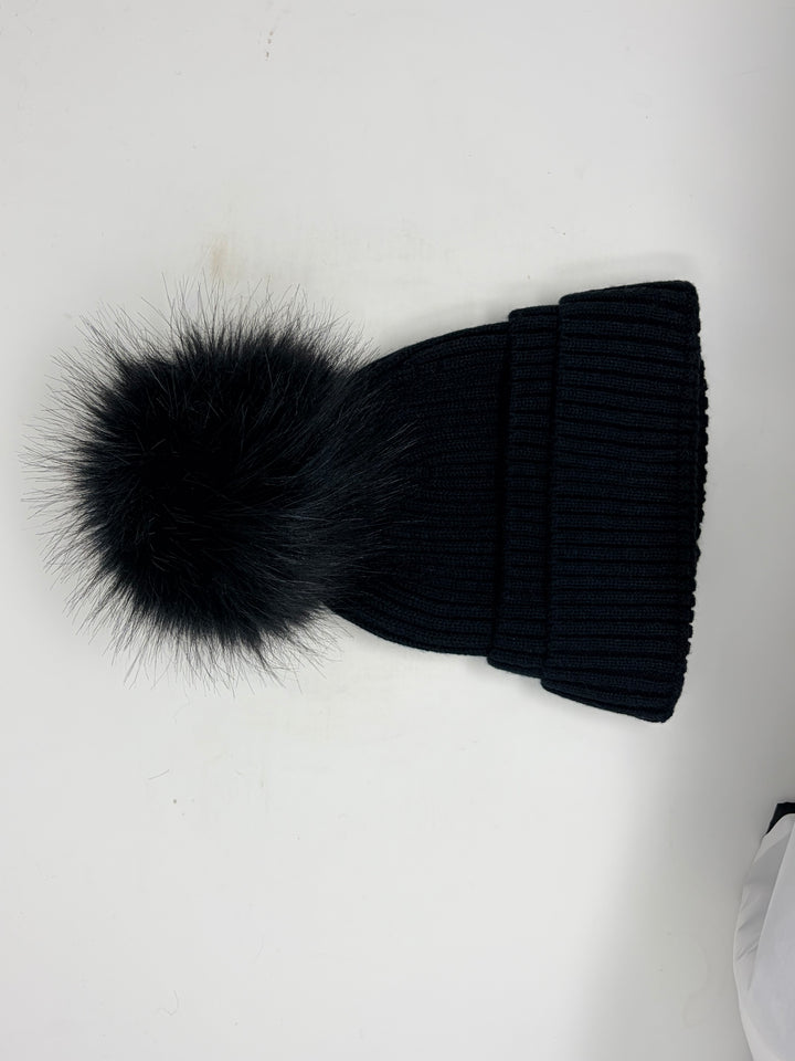 Double Cuff Beanie with Detachable Pom