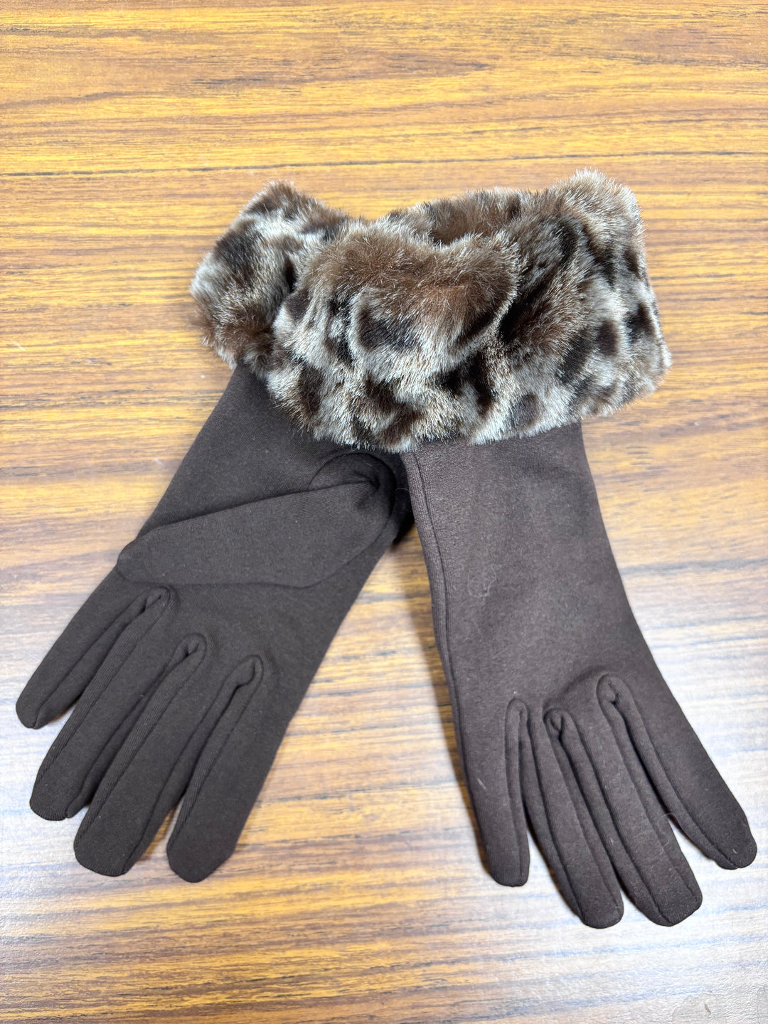 Fake Fur Trim Nylon Gloves