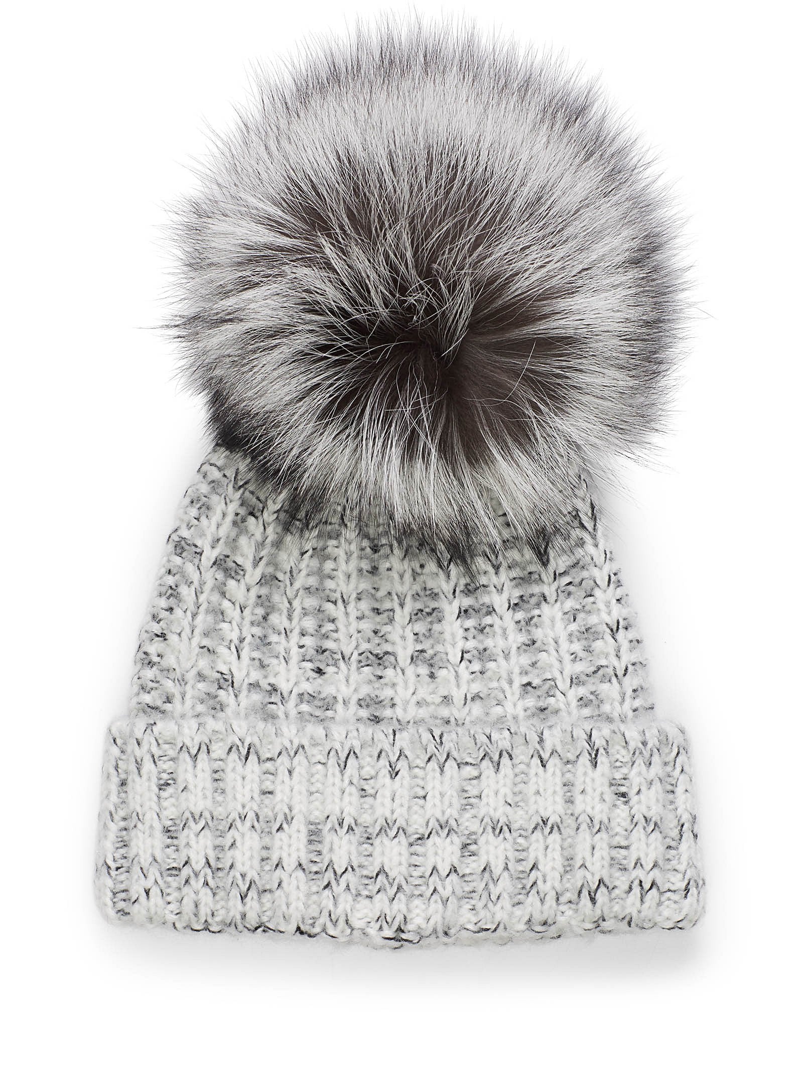 Fold Up Fox Fur Pom Beanie – Kyi Kyi