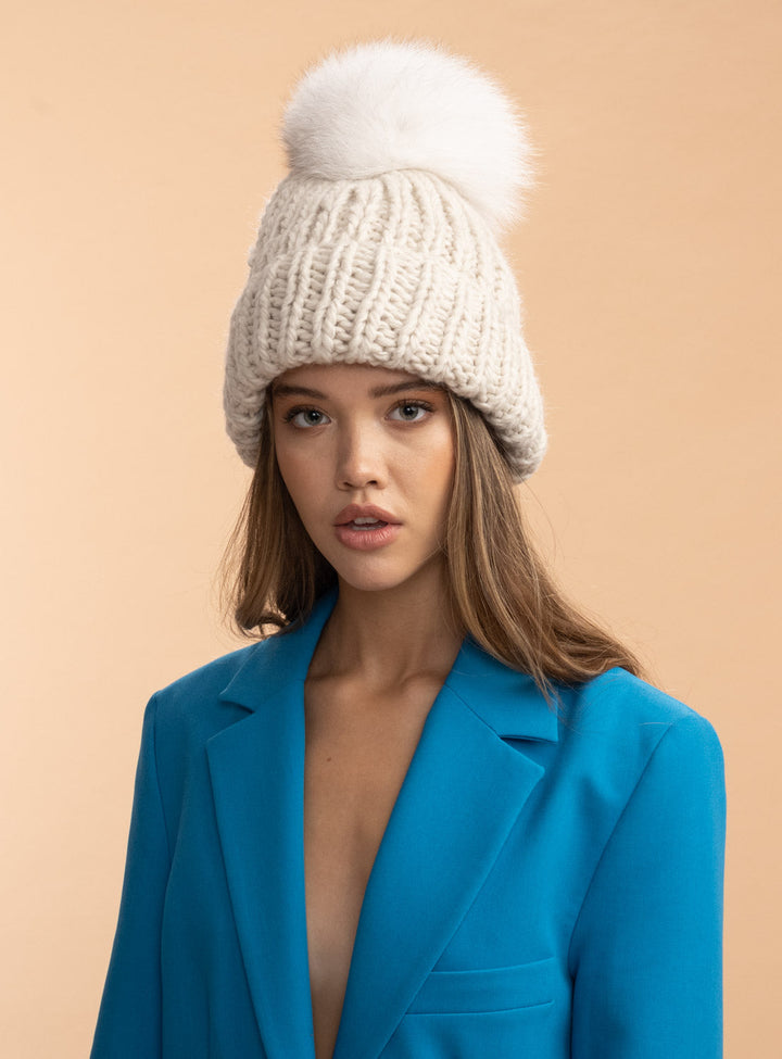 Chunky Knit Handmade Beanie Fur