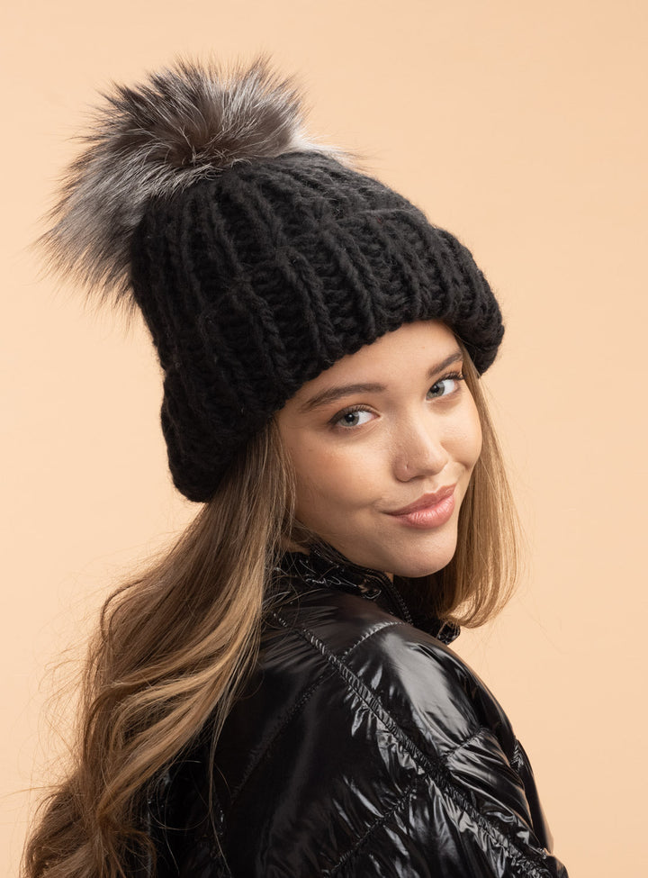 Chunky Knit Handmade Beanie Fur